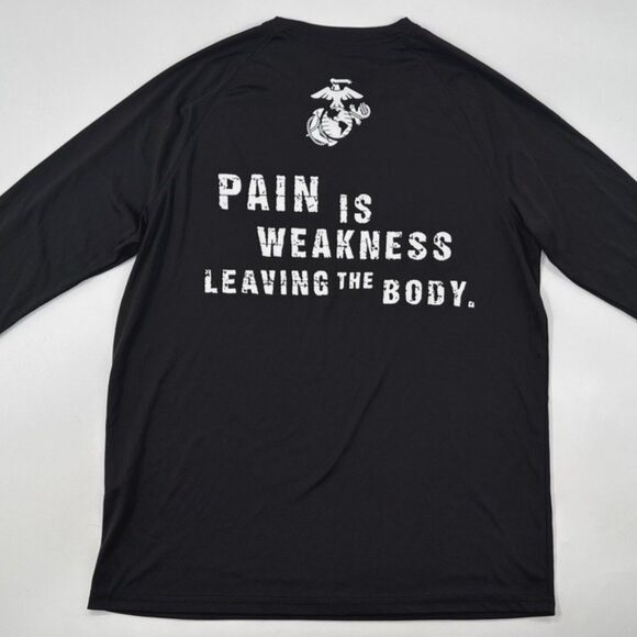 US Marines Shirt Mens Medium Black Long Sleeve Performance Running Gym USA Made - Picture 2 of 10